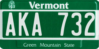 VT license plate AKA732