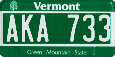 VT license plate AKA733