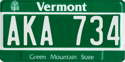 VT license plate AKA734