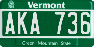 VT license plate AKA736