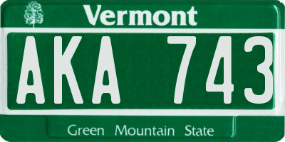 VT license plate AKA743
