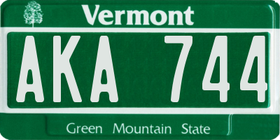 VT license plate AKA744