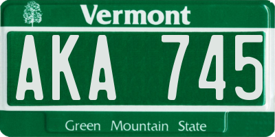 VT license plate AKA745