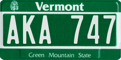 VT license plate AKA747