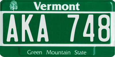 VT license plate AKA748