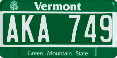 VT license plate AKA749