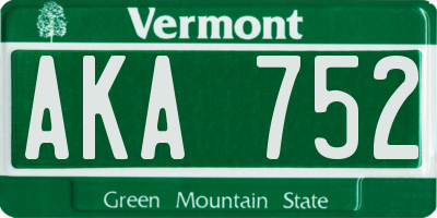 VT license plate AKA752