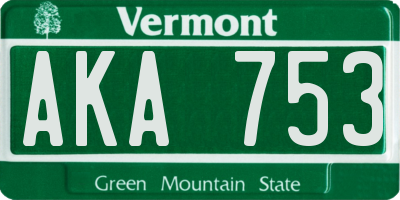VT license plate AKA753