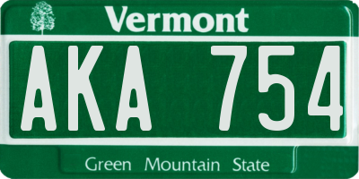VT license plate AKA754