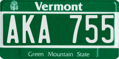 VT license plate AKA755