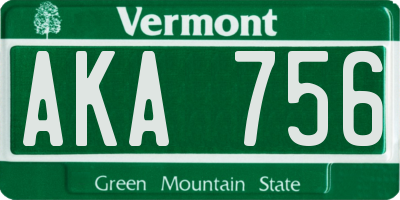 VT license plate AKA756