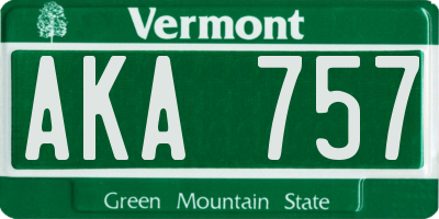 VT license plate AKA757