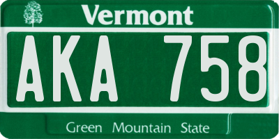 VT license plate AKA758