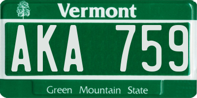 VT license plate AKA759