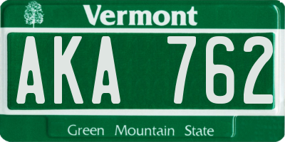VT license plate AKA762