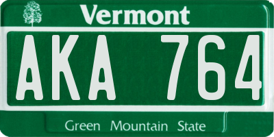 VT license plate AKA764