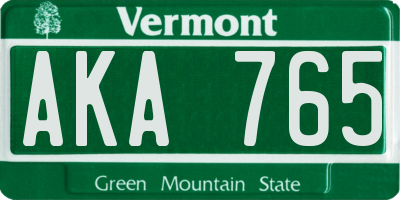 VT license plate AKA765