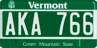 VT license plate AKA766