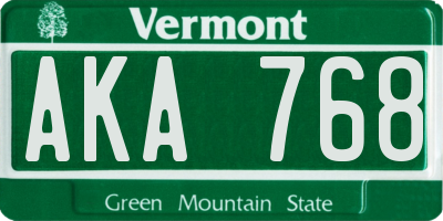 VT license plate AKA768