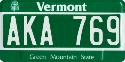 VT license plate AKA769
