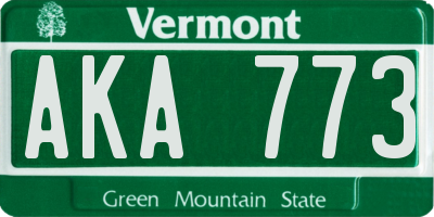 VT license plate AKA773