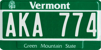 VT license plate AKA774
