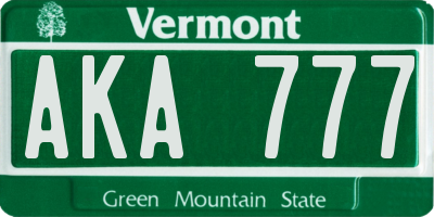 VT license plate AKA777