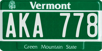 VT license plate AKA778