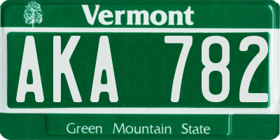 VT license plate AKA782