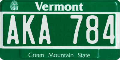 VT license plate AKA784