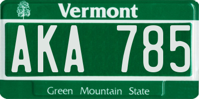 VT license plate AKA785