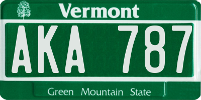 VT license plate AKA787