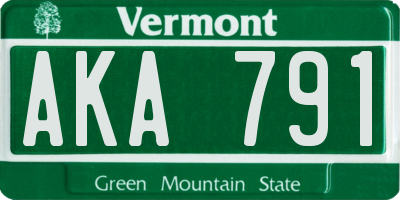 VT license plate AKA791