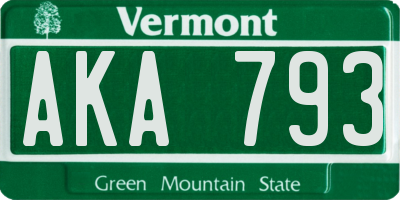 VT license plate AKA793