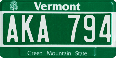 VT license plate AKA794