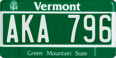 VT license plate AKA796