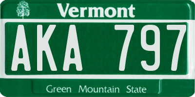 VT license plate AKA797