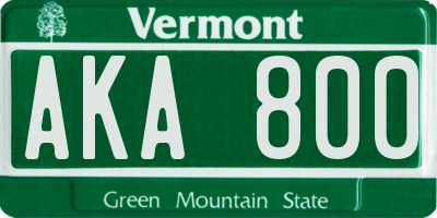 VT license plate AKA800