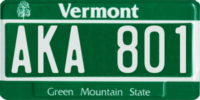 VT license plate AKA801