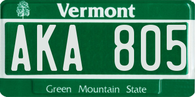 VT license plate AKA805