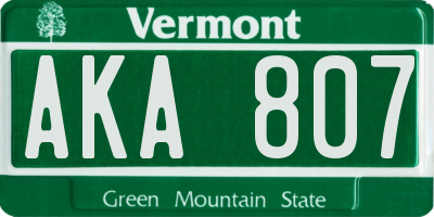 VT license plate AKA807
