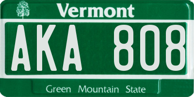 VT license plate AKA808