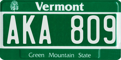 VT license plate AKA809