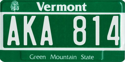 VT license plate AKA814