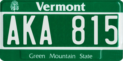 VT license plate AKA815