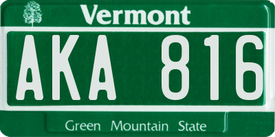 VT license plate AKA816
