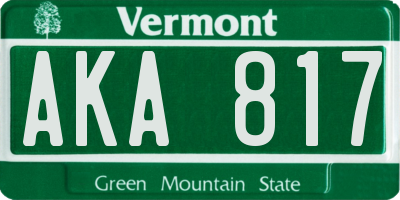VT license plate AKA817