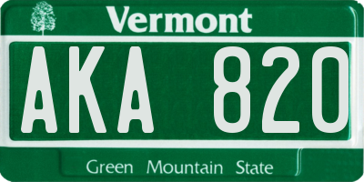 VT license plate AKA820