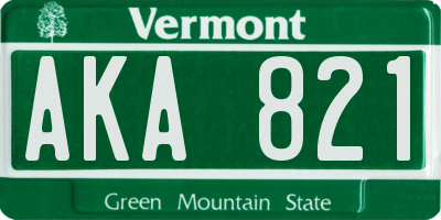 VT license plate AKA821