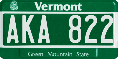 VT license plate AKA822